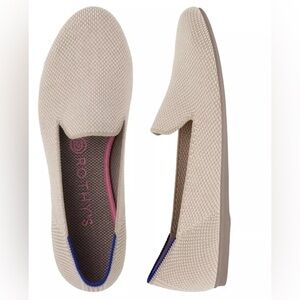 Rothy's Beige Knit Slip-On Flats with Blue & Pink Accents